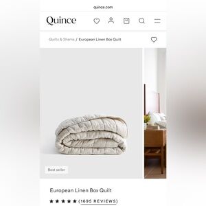 NIB Quince King/CKing Linen Box Quilt Sand